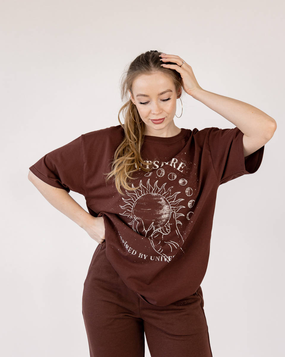 OVERSIZED TEE - GRAPHIC - CHOCOLATE BROWN